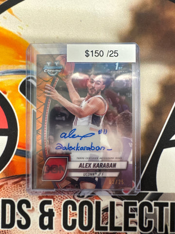 2024-25 Bowman University Chrome Basketball Alex Karaban Orange Reptile 1st Bowman Autograph /25