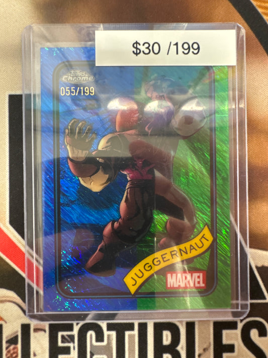 2025 Topps Chrome Marvel Juggernaut Blue & Green Shimmer Refractor /199