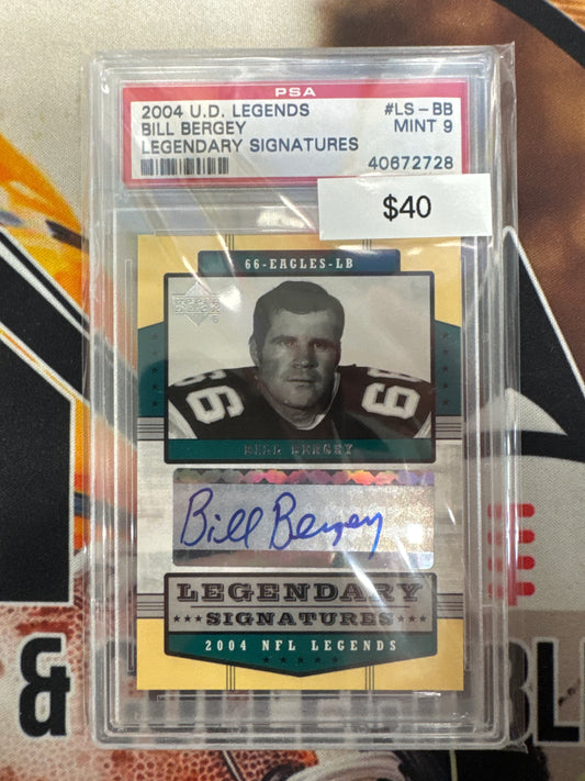 2004 Upper Deck Legends Bill Bergey Legendary Signatures PSA 9