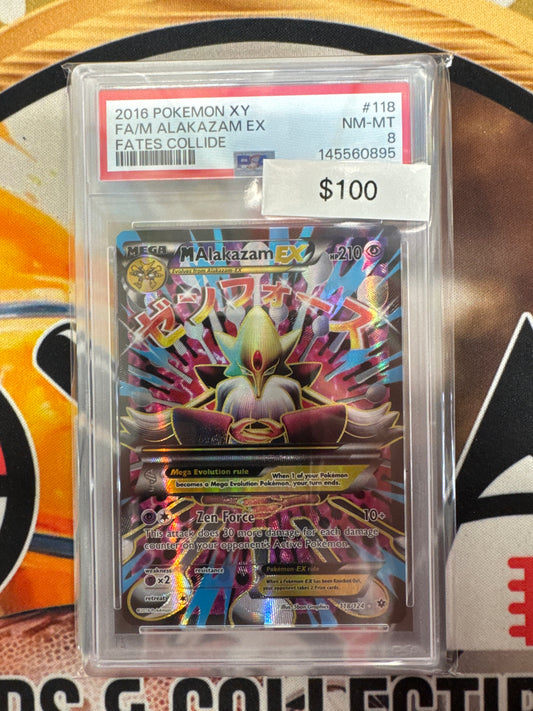 Pokémon M Alakazam EX Full Art Fates Collide 118/124 PSA 8