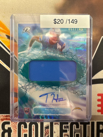 2026 Topps Resurgence NFL Tre Harris III Radial Rookie Patch Autograph Teal Wave Refractor /149