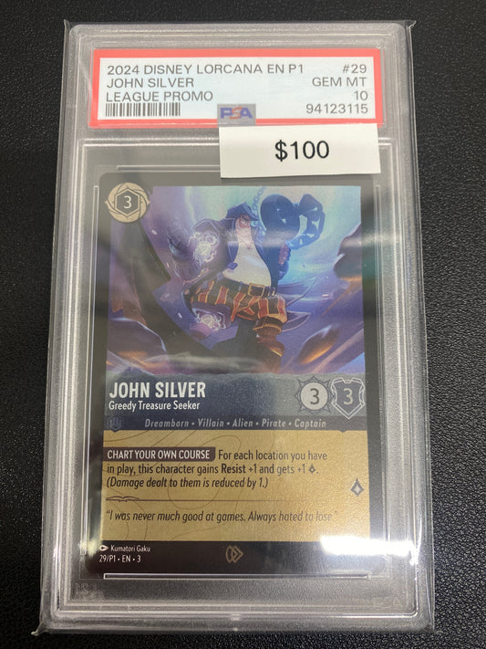 Disney Lorcana P1 League Promo John Silver PSA 10