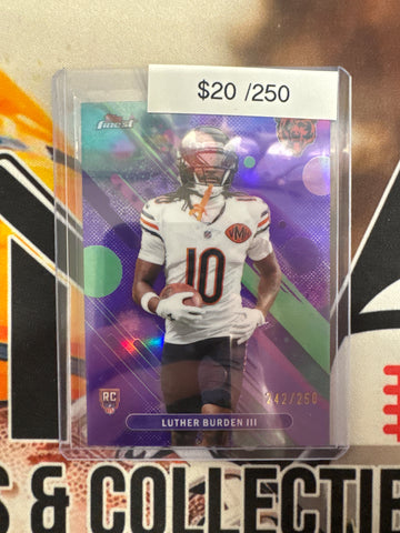 2025 Topps Finest NFL Luther Burden III Common Rookie Purple Refractor /250