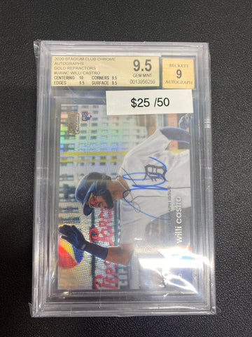 2020 Stadium Club Chrome Autographs Gold Will Castro BGS 9.5 AUTO 9 /50