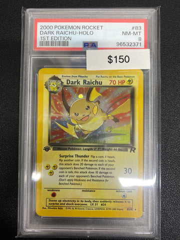 Pokémon 1st Edition Team Rocket Dark Raichu Holo 83/82 PSA 8