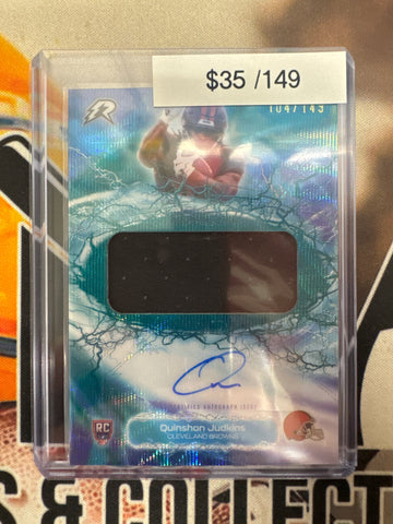 2025 Topps Resurgence NFL Quinshon Judkins Radial Rookie Relic Autograph Teal Wave /149