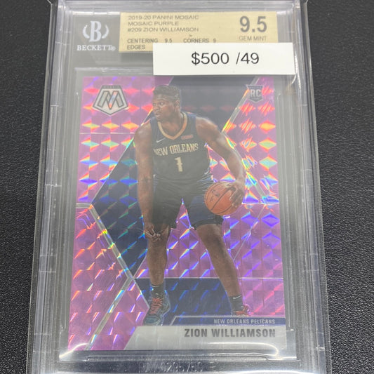 2019-20 Mosaic Zion Williamson purple /49 BGS 9.5