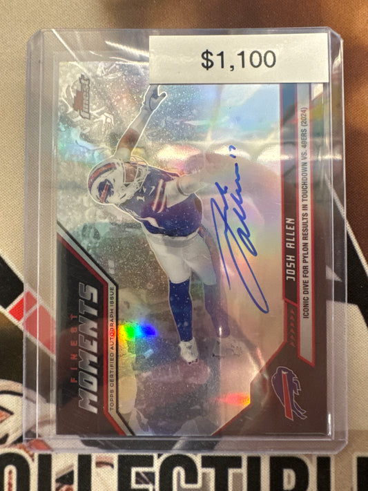 2025 Topps Finest NFL Josh Allen Finest Moments Autograph Dive For Pylon Vs. 49ers 2024