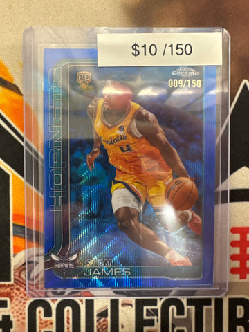 2026 Topps Chrome NBA Update Sion James Rookie Blue Wave Refractor /150