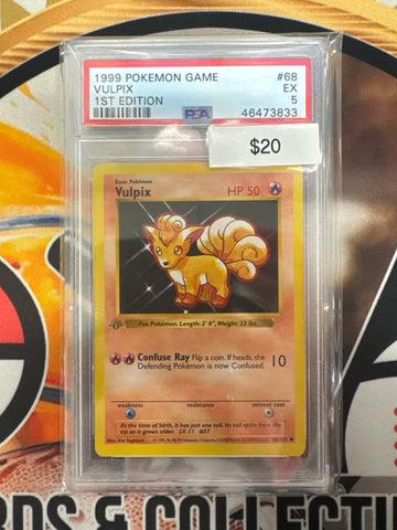 1999 Pokémon Game Vulpix 68/102 1st Edition PSA 5