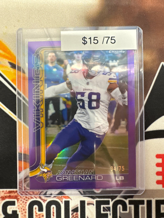 2025 Topps Chrome NFL Jonathan Greenard Purple Refractor /75