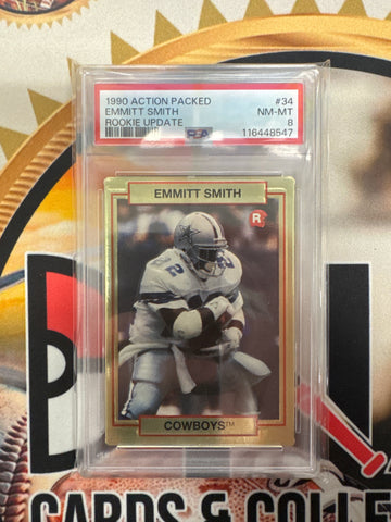 1990 Action Packed NFL Emmitt Smith Rookie Update PSA 8