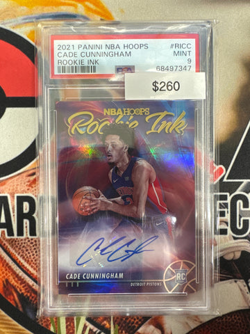 2021 Panini NBA Hoops Cade Cunningham Rookie Ink Autograph PSA 9
