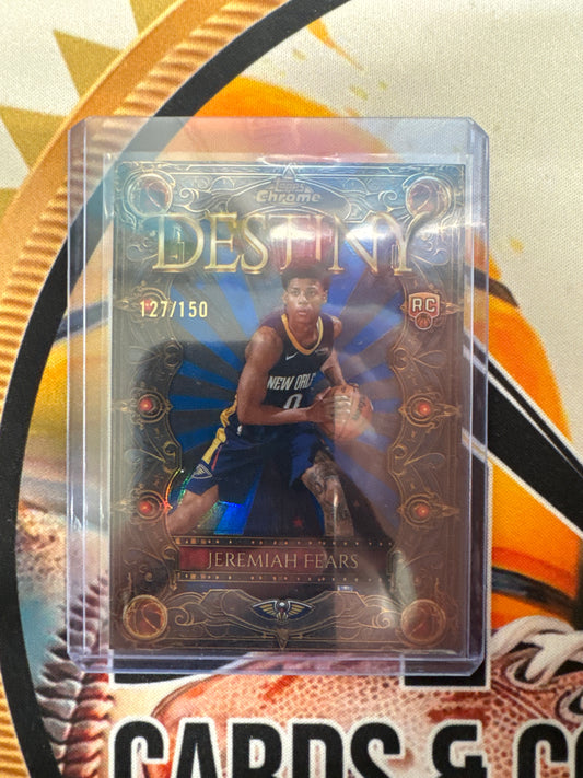 2025-26 Topps Chrome NBA Jeremiah Fears Rookie Destiny Blue Refractor /150