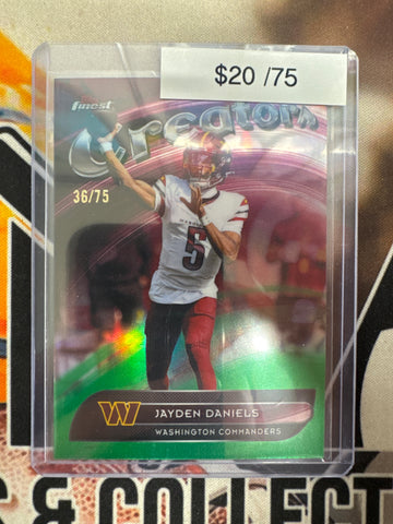 2025 Topps Finest NFL Jayden Daniels Creators Green Refractor /75