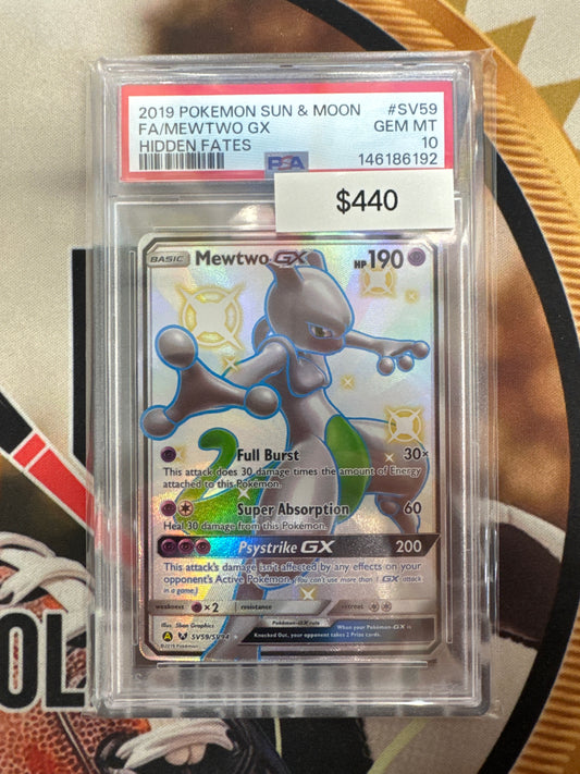Pokémon Mewtwo GX Shiny Full Art Hidden Fates Shiny Vault SV59/SV94 PSA 10
