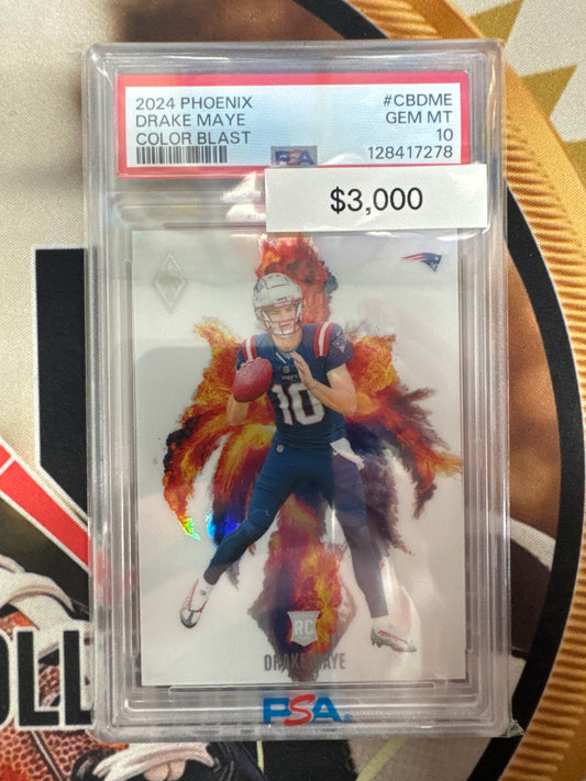 2024 Panini Phoenix NFL Drake Maye Rookie Color Blast PSA 10