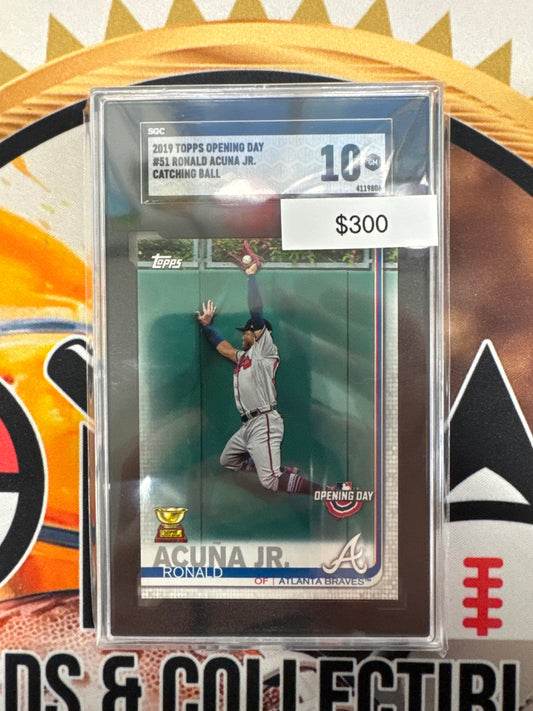 2019 Topps Opening Day MLB Ronald Acuna Jr. Catching Ball SGC 10