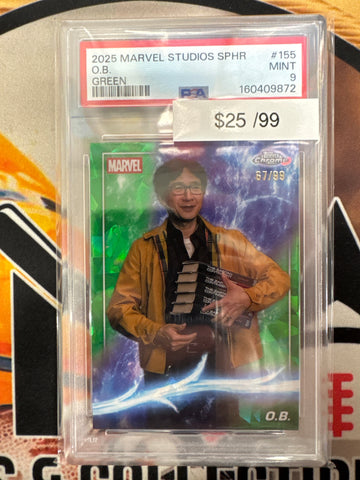 2025 Topps Chrome Marvel Studios Sapphire O.B. Green Refractor /99 PSA 9