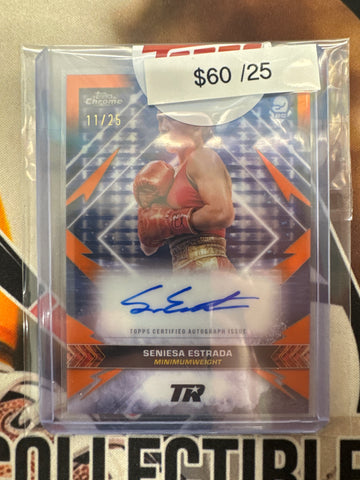 2024 Topps Chrome Boxing Seniesa Estrada Rookie Championship Autograph Orange Refractor /25
