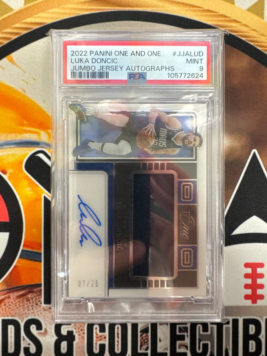 2022 Panini One And One NBA Luka Doncic Jumbo Jersey Autograph /25 PSA 9