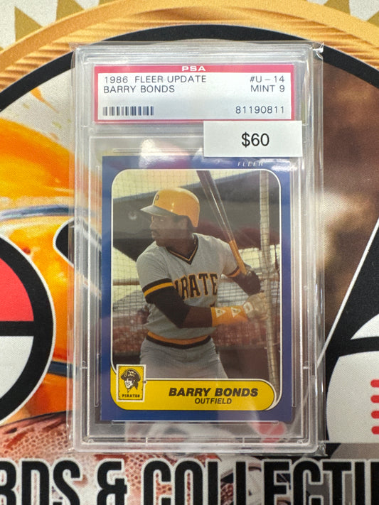 1986 Fleer Update MLB Barry Bonds Rookie PSA 9