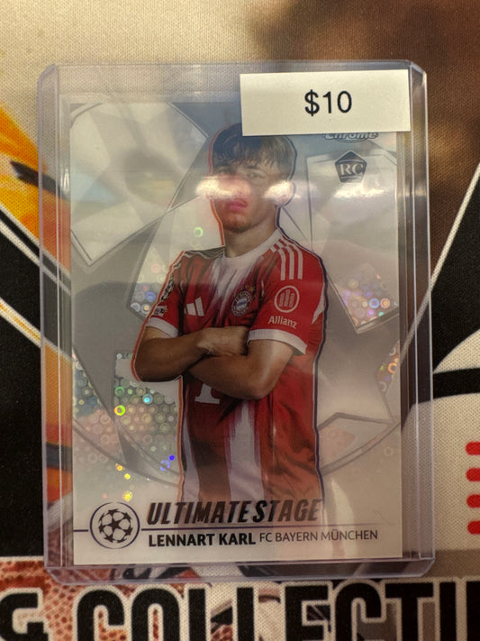 2025-26 Topps Chrome UEFA Champions Club Competitions Lennart Karl Ultimate Stage Chrome Rookie