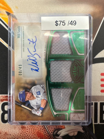 2026 Topps Tier One MLB Will Smith Autograph Tier One Triple Relic Green Refractor /49