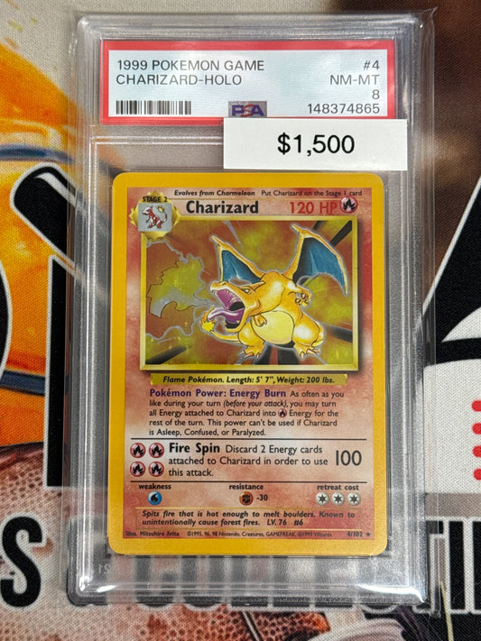 Pokémon Charizard Holo Base Set 4/102 PSA 8