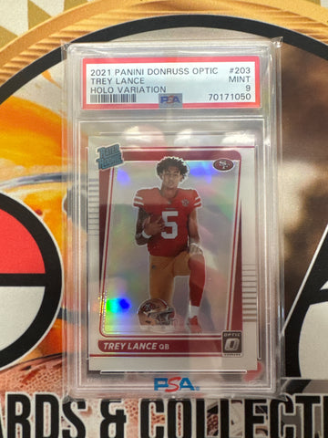 2021 Panini Donruss Optic NFL Trey Lance Rated Rookie Holo Variation PSA 9