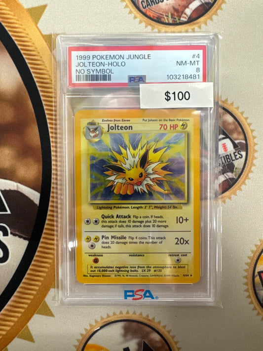 1999 Pokemon Jungle Jolteon Holo No Symbol 4/64 PSA 9