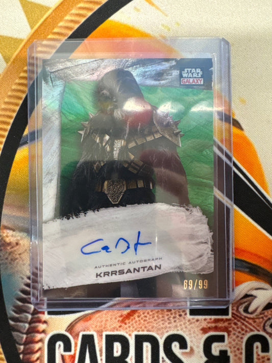 2025 Topps Chrome Galaxy Star Wars Carey Jones As Krrsantan Autograph Green Refractor /99