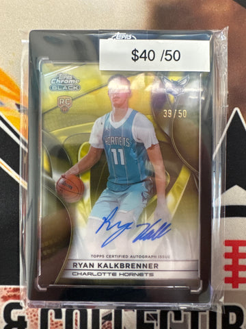 2025-26 Topps Chrome Black NBA Ryan Kalkbrenner Rookie Autograph Gold Refractor /50