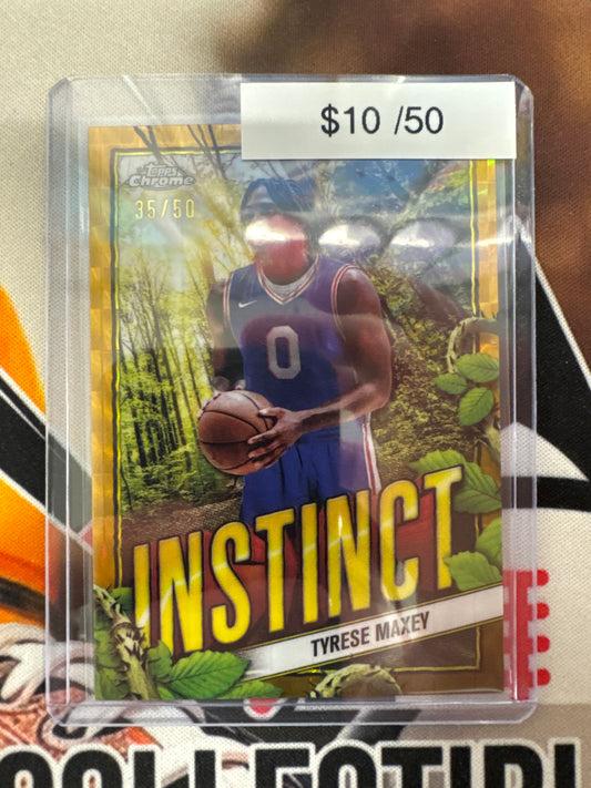2024-25 Topps Chrome Basketball Tyrese Maxey Instinct Gold Geometric Refractor /50