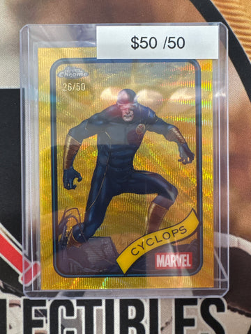 2025 Topps Chrome Marvel Cyclops Gold Shimmer Refractor /50
