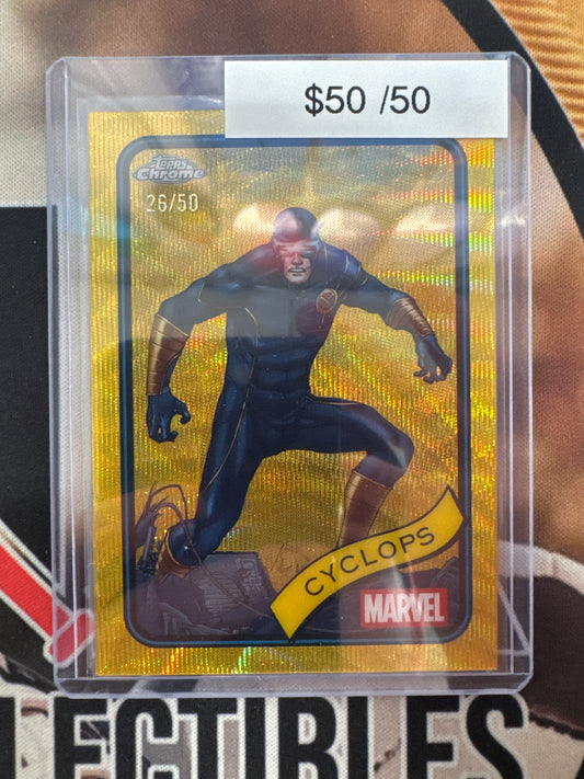 2025 Topps Chrome Marvel Cyclops Gold Shimmer Refractor /50