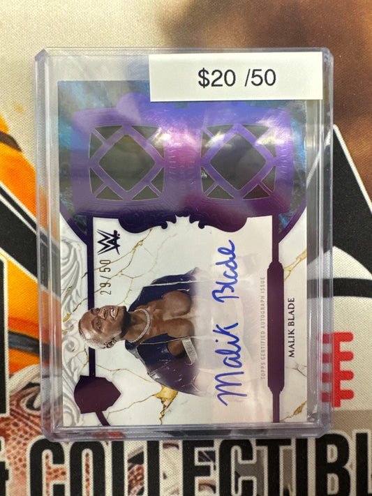 2025 Topps Royalty WWE Malik Blade Regalia Relic Signatures Purple Refractor /50