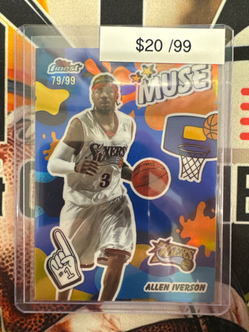 2025-26 Topps Finest NBA Allen Iverson Muse Insert Blue Refractor /99