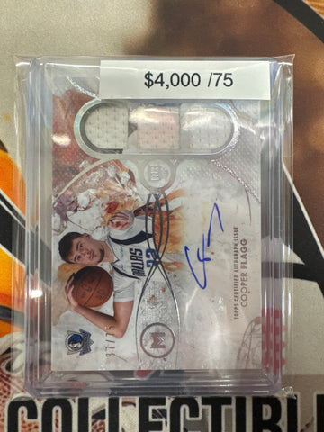 2026 Topps Motif Basketball Cooper Flagg Motif Rookie Triple Relic Autograph /75