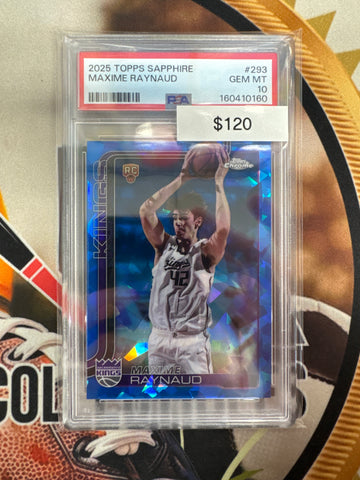 2025 Topps Chrome NBA Sapphire Maxime Raynaud Rookie PSA 10