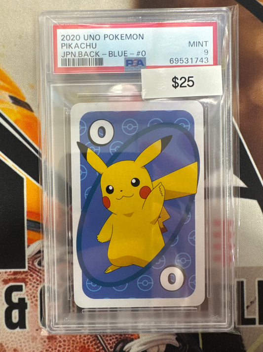 2020 Uno Pokemon Pikachu Japanese Back Blue #0 PSA 9