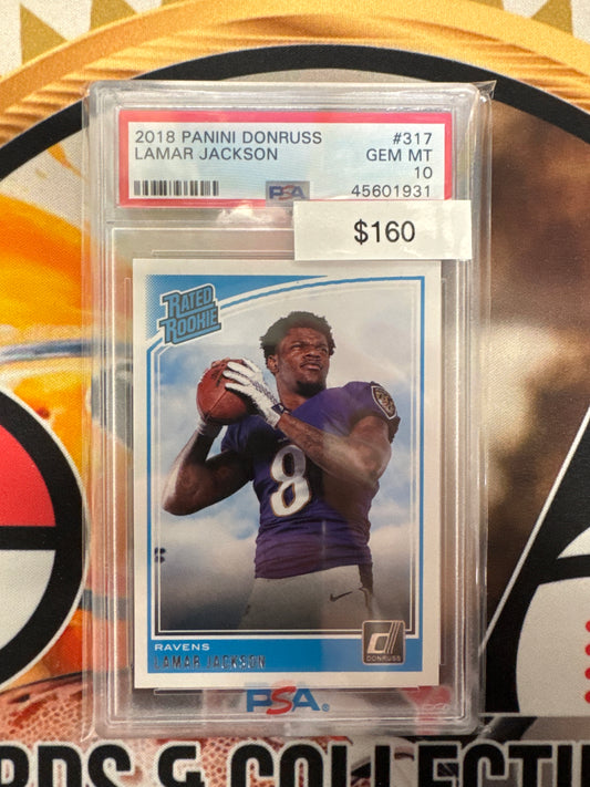 2018 Panini Donruss NFL Lamar Jackson Rated Rookie PSA 10