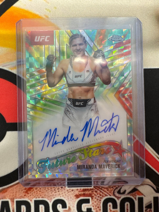 2025 Topps Chrome UFC Miranda Maverick Future Stars Autograph Aqua Geometric Refractor