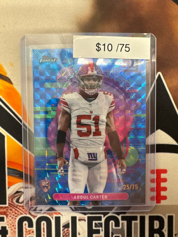 2025 Topps Finest NFL Abdul Carter Uncommon Rookie Blue Geometric Refractor /75