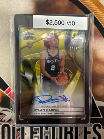 2025-26 Topps Chrome Black NBA Dylan Harper Rookie Autograph Gold Refractor /50
