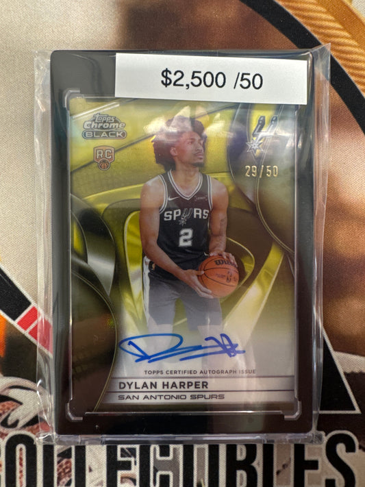2025-26 Topps Chrome Black NBA Dylan Harper Rookie Autograph Gold Refractor /50