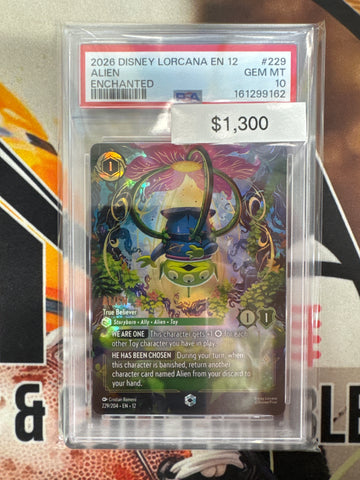 2026 Disney Lorcana Alien (Enchanted) True Believer 229/204 Wilds Unknown PSA 10