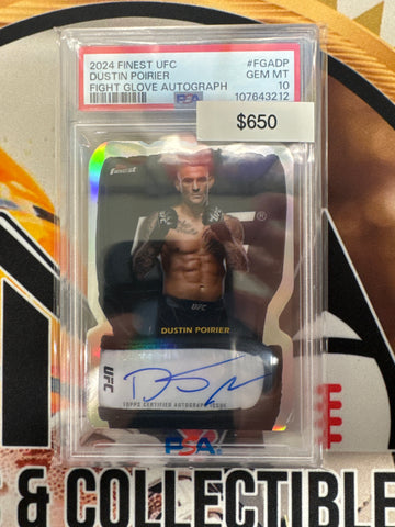 2024 Topps Finest UFC Dustin Poirier Fight Glove Autographed PSA 10