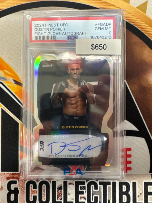 2024 Topps Finest UFC Dustin Poirier Fight Glove Autographed PSA 10