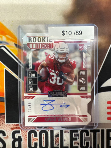 2024 Panini Contenders NFL Xavier Weaver Rookie Ticket Autograph Die-Cut /89